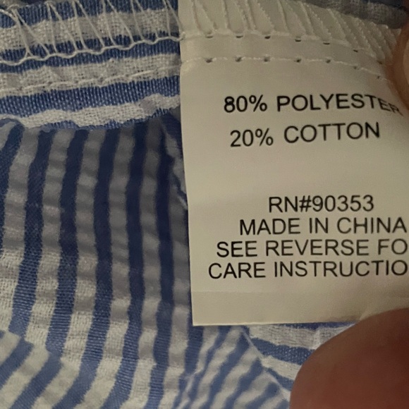 NWT Rebellion Embroidered Blue & White Striped Seersucker Shift Dress Sz XL - Picture 6 of 10